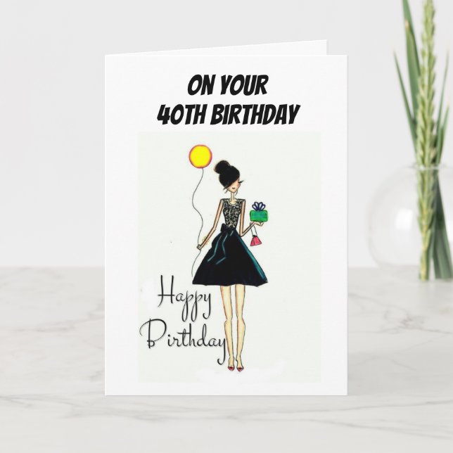 ***40th*** BIRTHDAY ÖNSKEMÅL BEAUTIFUL Kort (Framsida)