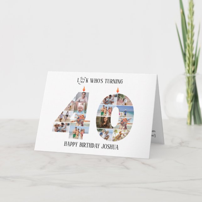 40th Birthday Photo Card Tack Kort (Framsida)