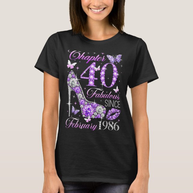 40th Birthday Queen Chapter 40 Fabulous Since 1986 T Shirt (Framsida)
