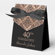 40th Birthday Rose Gold Damask Thank You