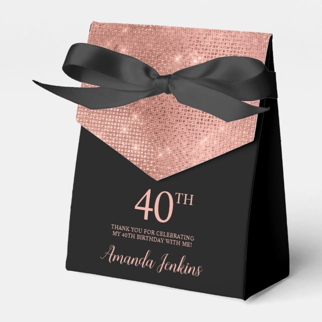 40th Birthday Rose Gold Thank You Favor Box Presentaskar (Framsidan Sidan)