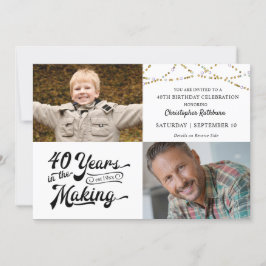40th Birthday String Ljus 2 Photos Typography Inbjudningar