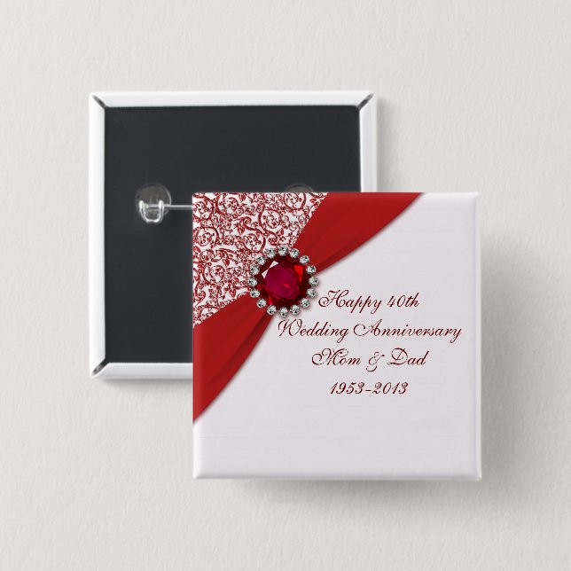 40th Bröllopsdagen knäppas Knapp (Framsida & baksida)