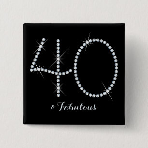 40th födelsedag för FauxRhinestone Knapp
