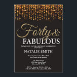 40th Födelsedag Forty och sagolikt guld- glitter Inbjudningar<br><div class="desc">40th Födelsedaginbjudan. Forty och sagolikt. Svart och guld. Guld- glitter. Vuxen födelsedagsfest. För manar eller kvinnor. Behaga klickar "skräddarsy den" knäppas och använder vårt designverktyg för att ändra denna mall för mer ytterligare customization.</div>