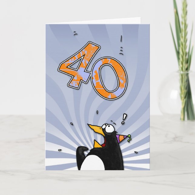 40th födelsedag - pingvinöverrrakningkort kort (Framsida)