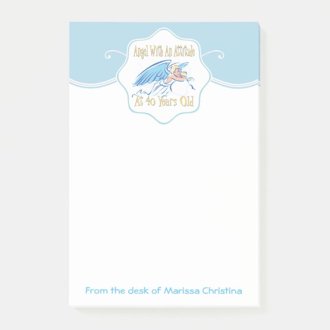 40th Födelsedagängel med en inställning Post-it Block (Framsida)