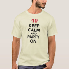 40th födelsedagbehållalugn och party på t-shirt
