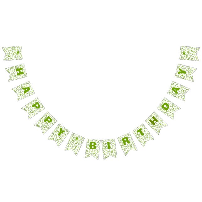 40th Födelsedagen numrerar mönstergrönt och vit Vimplar (Alla)