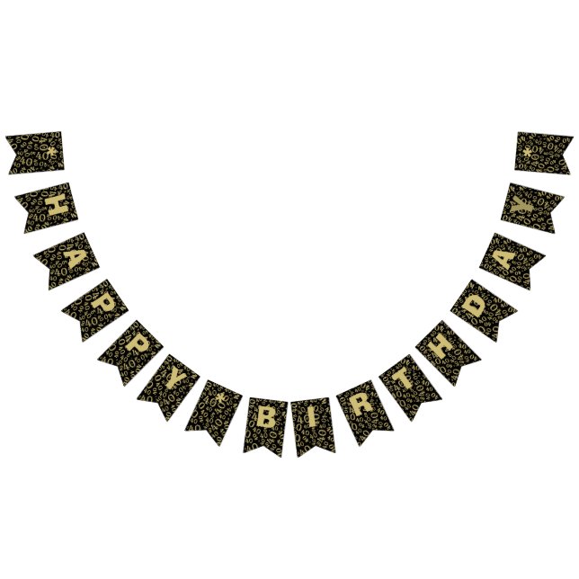 40th Födelsedagen numrerar mönsterguld och svärtar Vimplar (Alla)
