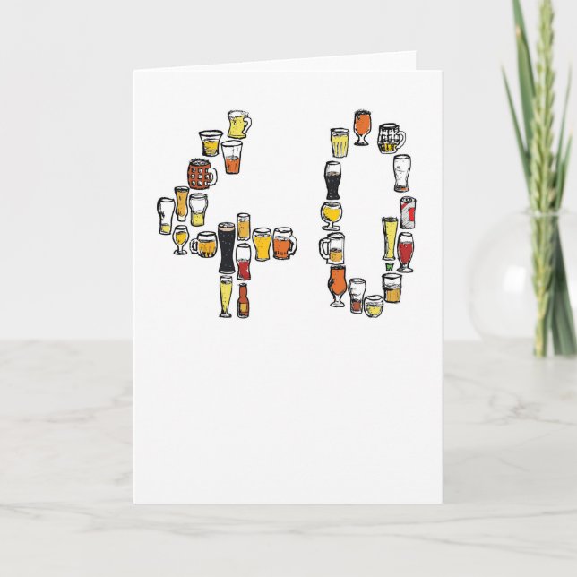 40th födelsedagkort, ölkort kort (Framsida)