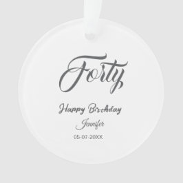 40th forty letterbirthday add name date year gray 