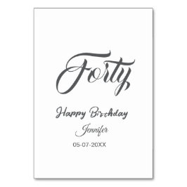 40th forty letterbirthday add name date year gray  bordsnummer
