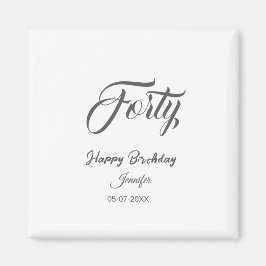 40th forty letterbirthday add name date year gray  magnet