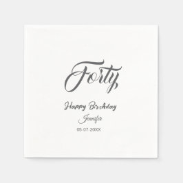 40th forty letterbirthday add name date year gray  pappersservett