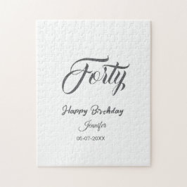 40th forty letterbirthday add name date year gray  pussel