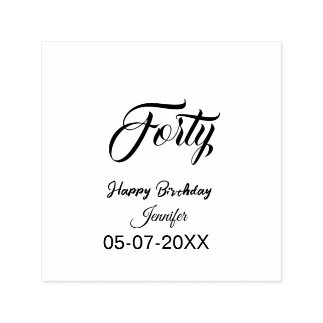40th forty letterbirthday add name date year gray  självfärgande stämpel (Design)