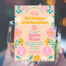 40th Groovy Retro 70s Boho Flora Birthday
