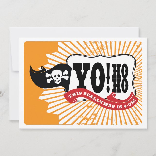 40th Inbjudningar för födelsedagpiratparty - Yo Ho (Framsida)