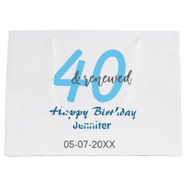 40th & renewed birthday name date blue bold number