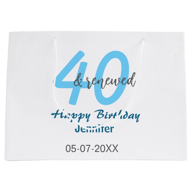 40th & renewed birthday name date blue bold number (Framsidan)