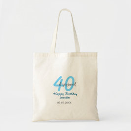 40th & renewed birthday name date blue bold number tygkasse