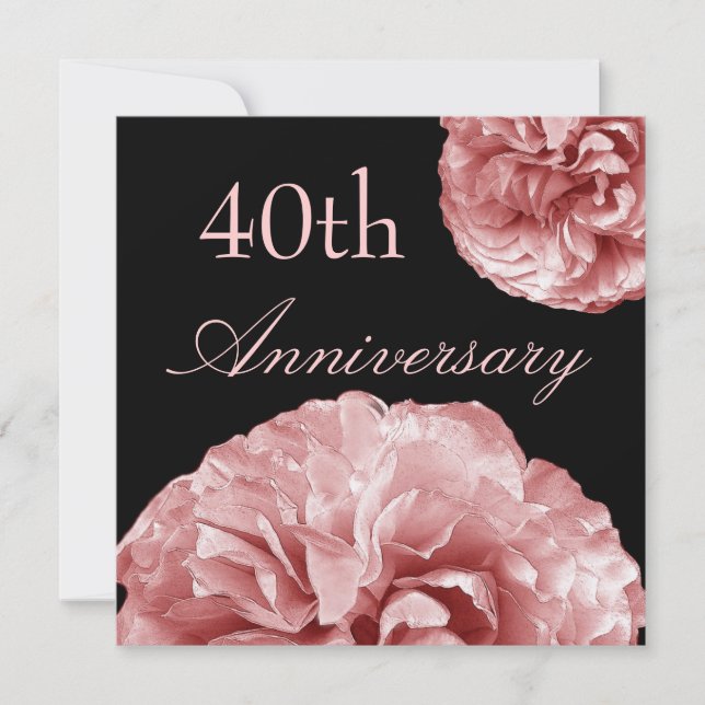 40th Rosa ros för årsdaginbjudanPASTELL Inbjudningar (Framsida)