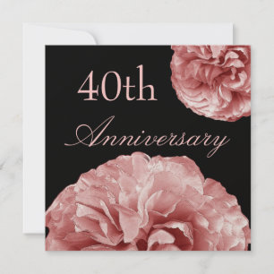 40th Rosa ros för årsdaginbjudanPASTELL Inbjudningar