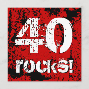 40th Stenar för födelsedag 40! Röd och svart A07 Inbjudningar