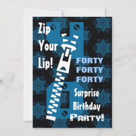 40th SURPRISE Birthday Blue Stars Zipper W1685 Inbjudningar