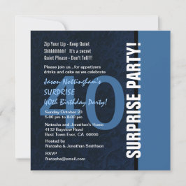 40th SURPRISE Birthday Modern Blue S592 Inbjudningar