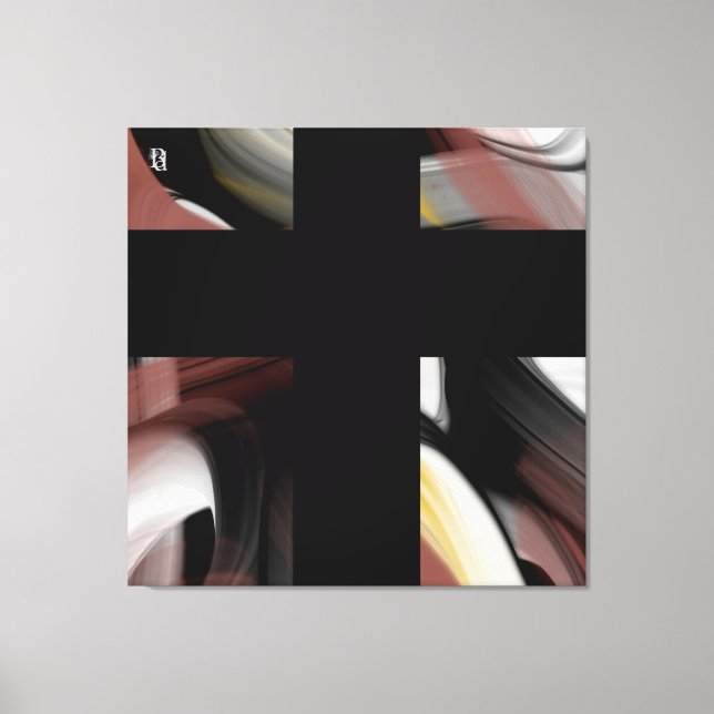 40x40" Trend Abstract Art Black White Powdery Canvastryck (Framsida)