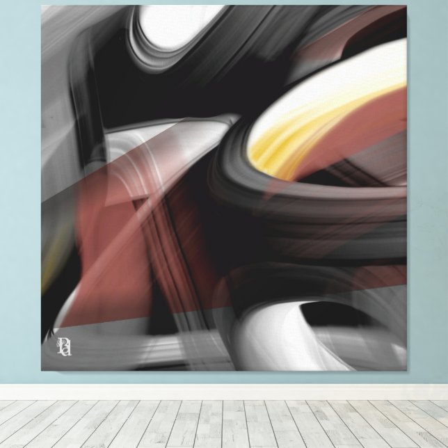 40x40" Trend Abstract Art Black White Powdery Canvastryck (Insitu (trägolv))