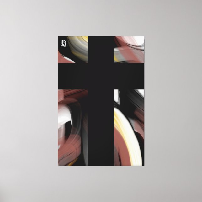 40x60" Trend Abstract Art Black White Powdery Canvastryck (Framsida)