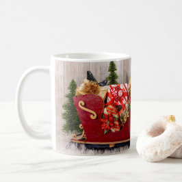 4197-Glitter Träd med Sleigh, Presenter och Snö Kaffemugg