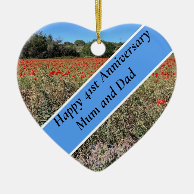 41:a Bröllop-årsdagen för keramiskt prydnadsföremå Julgransprydnad Keramik (Framsidan)