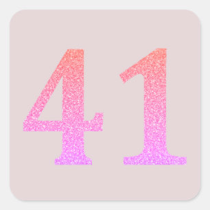 41:a födelsedag 40:a Rosa Lila Glitter Fyrkantigt Klistermärke
