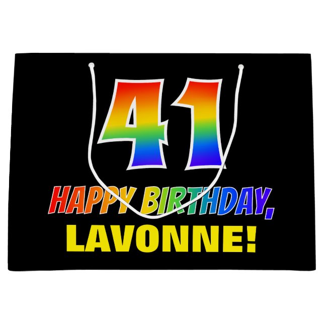 41:a födelsedag: fetstil, Roligt, enkel, regnbåge  (Framsidan)