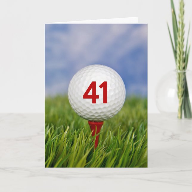 41:a födelsedag Golf Boll på Röd tee Kort (Framsida)
