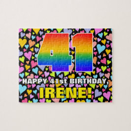 41:a födelsedag - Roligt, hjärtklappning + "41" Pussel