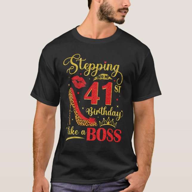 41:a födelsedag som en Chef Leopard Skriv ut 41 år T Shirt (Framsida)