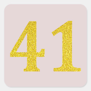41:a födelsedagen 40:e  Rosa Guld Glitter Fyrkantigt Klistermärke