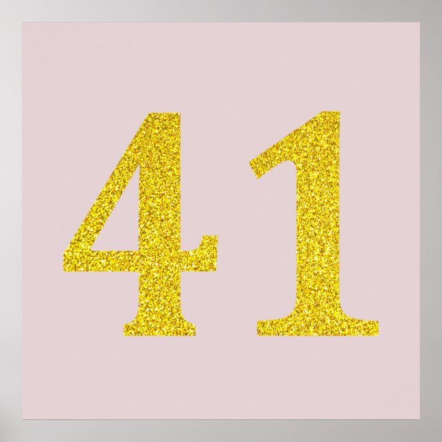 41:a födelsedagen 40:e  Rosa Guld Glitter Poster (Framsidan)
