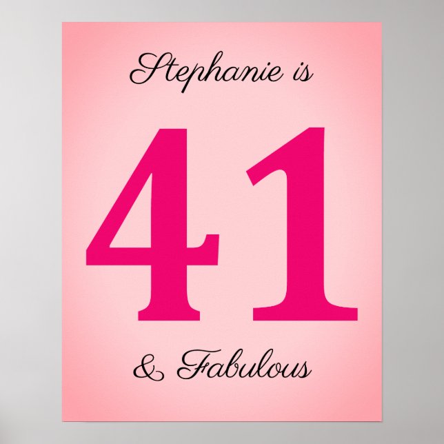 41:a födelsedagen 41:a och Fabulous Namn Rosa Poster (Framsidan)