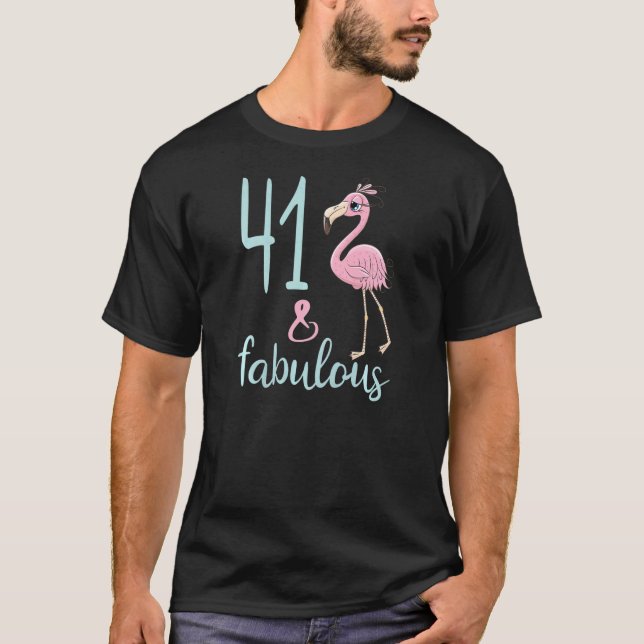 41:a födelsedagen 41:e året gammal Flamingo Bday P T Shirt (Framsida)
