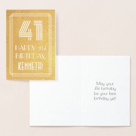 41:a födelsedagen - Art Deco Inspired Titta "41" + Folierat Kort