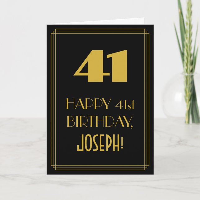 41:a födelsedagen ~ Art Deco Inspired Titta "41" & Kort (Framsida)