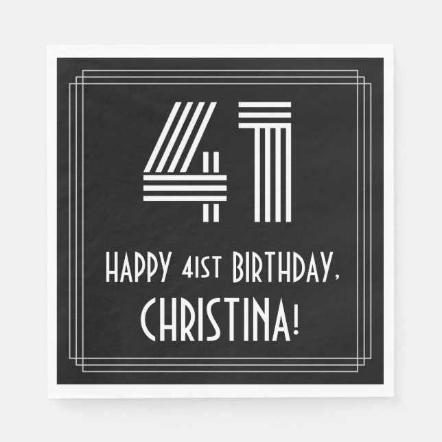 41:a födelsedagen: Art Deco Inspired Titta "41" +  Pappersservett (Framsidan)