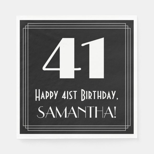 41:a födelsedagen ~ Art Deco Inspired Titta "41",  Pappersservett (Framsidan)
