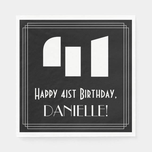 41:a födelsedagen: Art Deco Inspired Titta "41" +  Pappersservett (Framsidan)